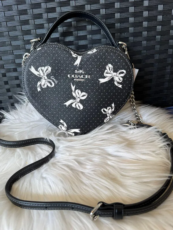 Heart Crossbody Bag With Bow Print - Image 2
