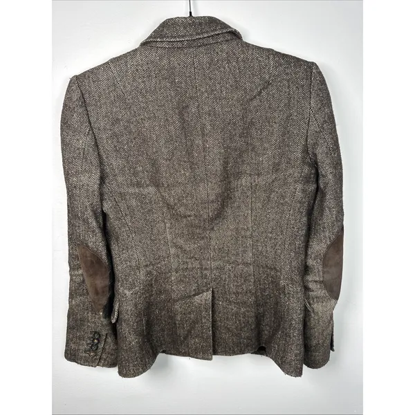 Vintage Banana Republic 0 Blazer Womens‎ Tweed Wool Linen 2006 Brown READ - Image 2