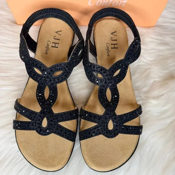 VJH Confort Rhinestone Sandals Size 7.5 Black - Image 4