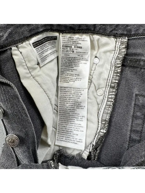 Levis 501 Original Black Cut Off Denim Jean Shorts Womens 24 High Rise Raw Hem - Image 9