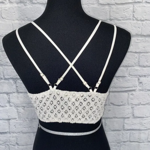 Francesca’s lace criss cross back bralette w/4 adjustable straps white sz Med - Image 8