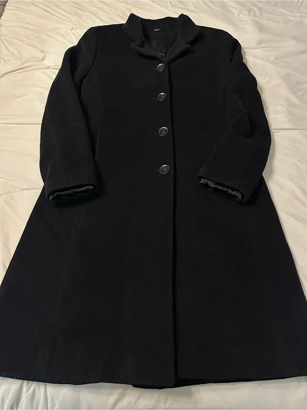Panter Classic Black Women's Button-Front Single-Breasted Overcoat - Size 42 (M) - Image 3