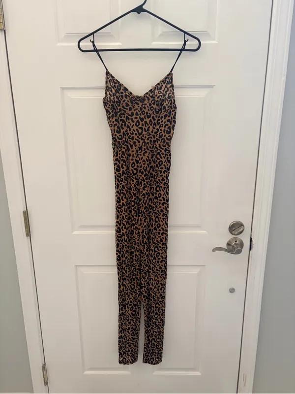 Leopard Print Slip Jumpsuit in Brown - Image 2