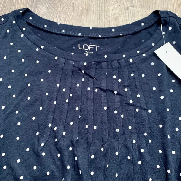 NWT LOFT Dark Blue Polka Dot Shirt - Image 2