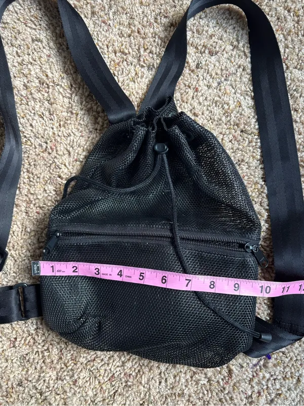 Black Mesh Drawstring Backpack - Image 5