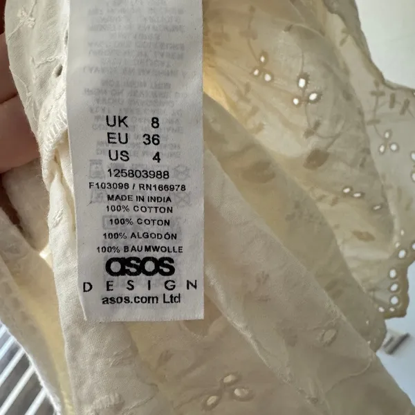 ASOS‎ Cream Crochet Halter Mini Beachy Mini Dress Eyelet Details - Image 6