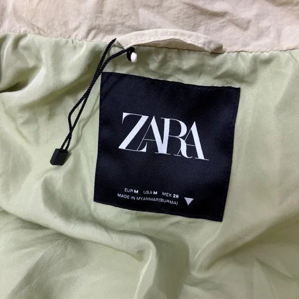 Zara Light Beige Puffer‎ Jacket Full Zip Water Repellent Oversize Size M - Image 10