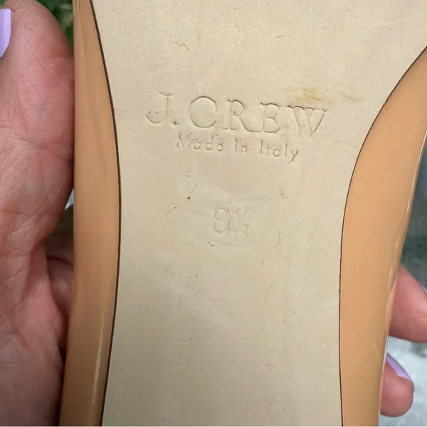 J. Crew Italy Women 8.5 Beige Patent Leather Gold Heel Metallic Flats Mary Jane - Image 8