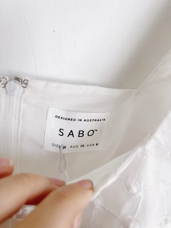 Sabo Skirt • Indiana Puff Top white cropped embroidered long balloon sleeve - Image 6