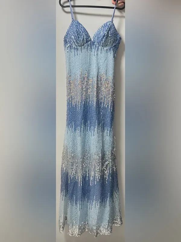 Violet Weekend Blue & Silver Sequin Maxi Dress — Girls’ Size 5/6 — NWT - Image 3