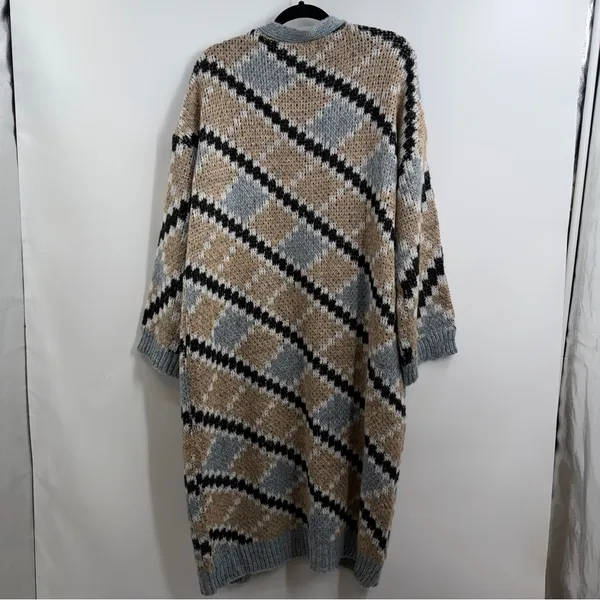 Petal + Pup Rasmus Cardigan M Geometric Longline Oversized Chunky Knit Duster - Image 5