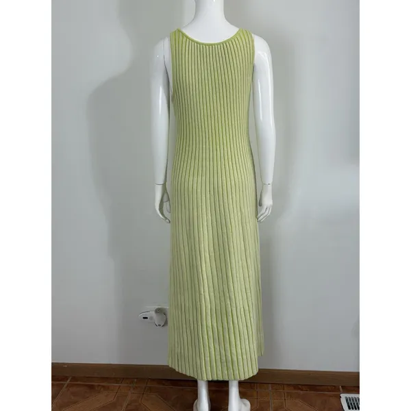 By Together Ribbed Knit Maxi Dress Lime Green Size M Tank Sleeveless Bodycon - Image 2