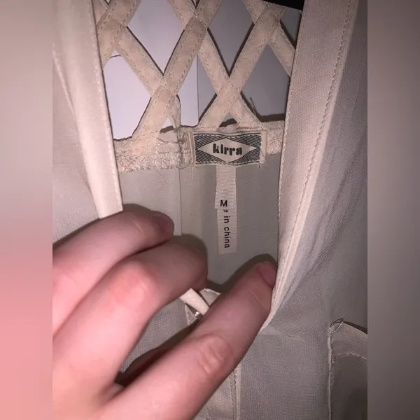 Kirra Sheer Tank Off-White w Criss-Cross Detailing - Image 3