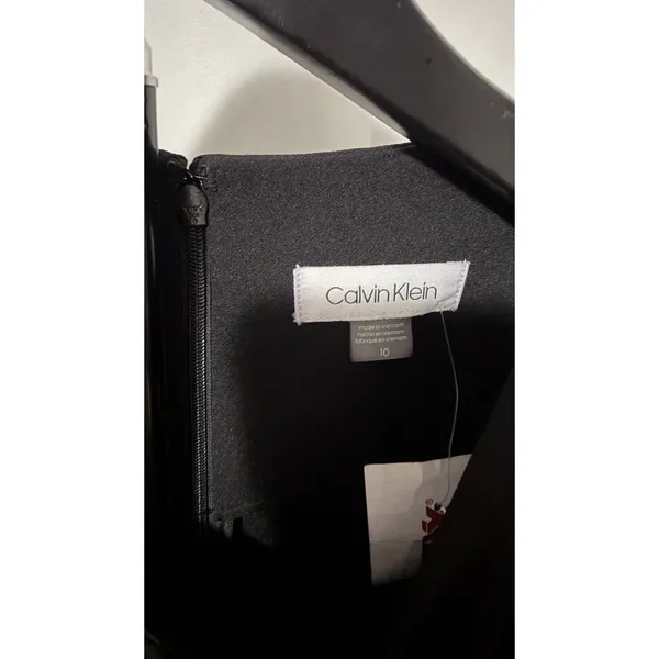 Calvin Klein Womens Black Fit and Flare Dress Mesh Hem Size 10 - Image 2