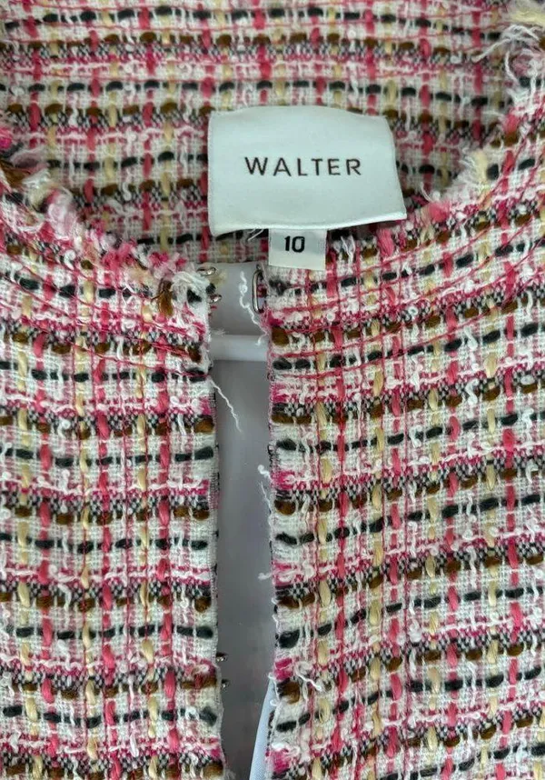 Walter Pink Plaid Tweed Cropped Blazer‎ - Image 3