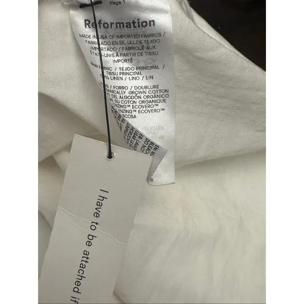 NWT Reformation Skirt White Linen Moya Fully Lined Size 2 - Image 5