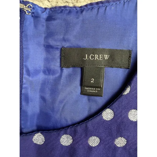 J.Crew Polka Dot Silk Blend Sheath Dress Women's‎ Size 2 Cobalt Silver Metallic - Image 6