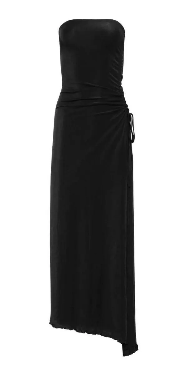 Tiger Mist Black Xenia Strapless Tub Maxi Bodycon Slit Dress - Image 4