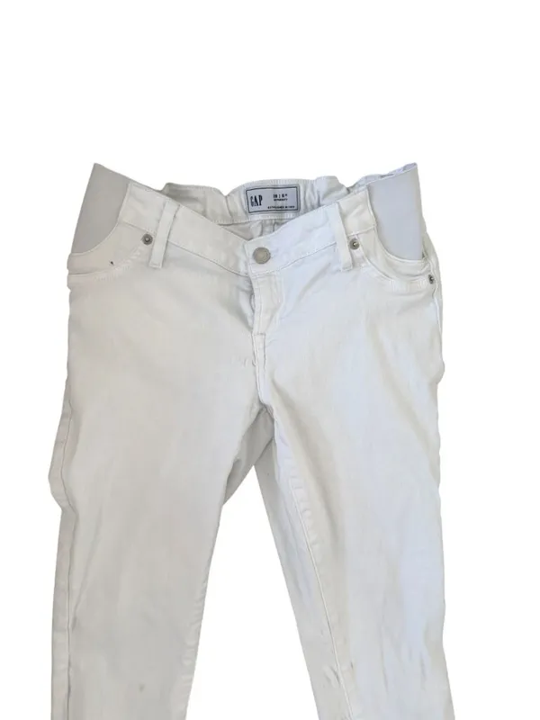 GAP Maternity White Denim Pregnancy Stretch Panel Skinny Jeans Size 28 / US 6 - Image 5