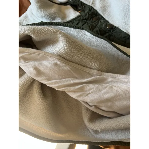 Abercrombie & Fitch Wm LG White Sherpa Green Colorblock Half Button Jacket - Image 6