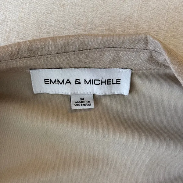 Emma &‎ Michele Shirt Dress Womens Medium Tan Flutter Sleeve Tiered Boho - Image 16