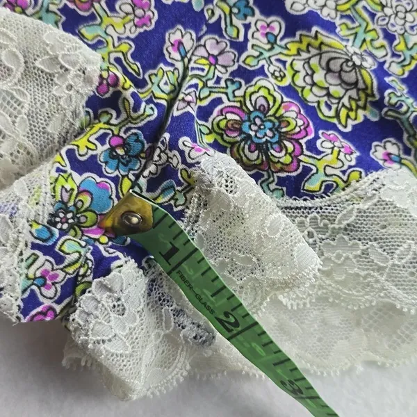 Victoria's Secret Blue Floral Lace Trim Cami Romper Small‎ - Image 7