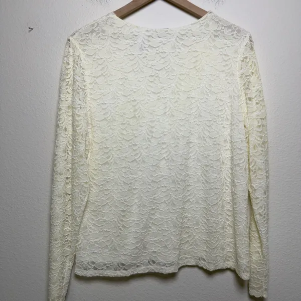 VTG 90s Women Coquette‎ Babydoll Lace Top XL Ivory Fairy Whimsical Balletcore - Image 8
