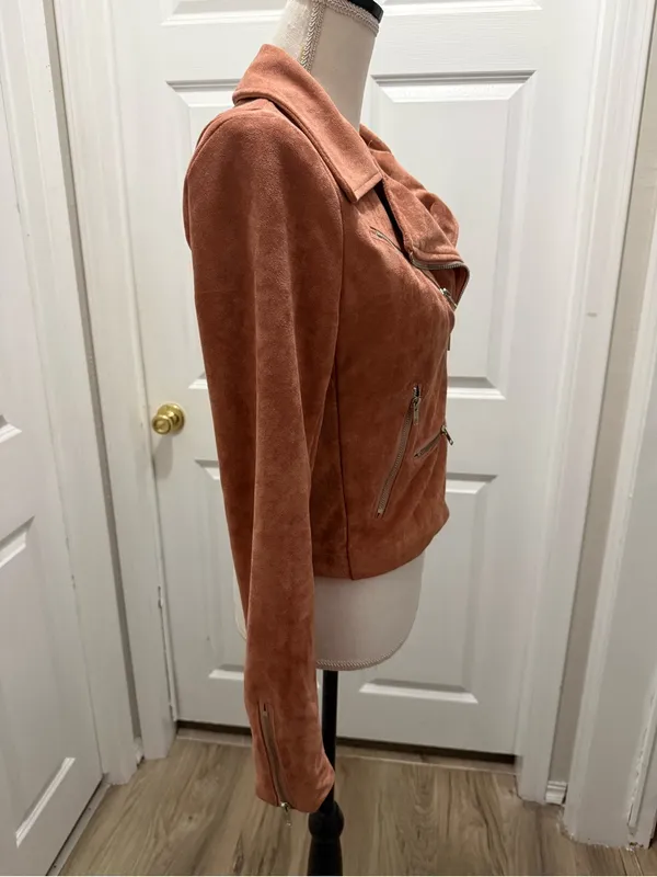 VICI Collection Market Faux Suede Moto Jacket - Dusty Rose Size M - Image 3
