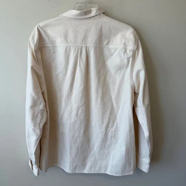 Madewell Women Cotton Button Up Shirt XL Ivory Easy Fit Twill Shacket Utility - Image 9