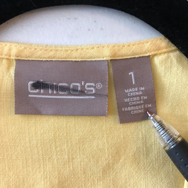 Chico's Cardigan Open Front 3/4 Sleeve Lightweight Cover Up Yellow Size 1 US M - Image 3