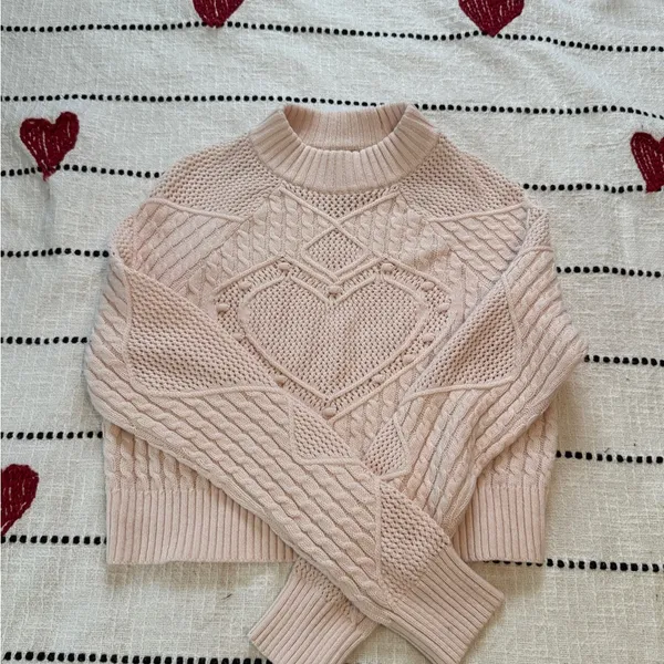 PacSun Pink Turtleneck Cable Knit Sweater - Image 2
