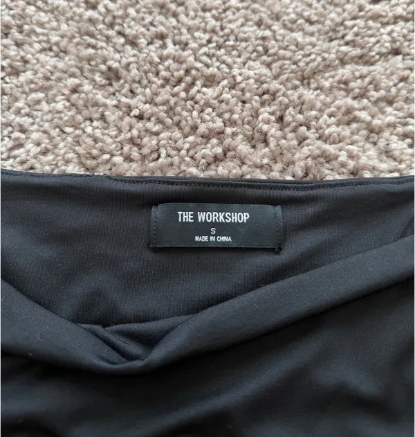 Workshop Black Long Sleeve Square Neck Top - Image 2