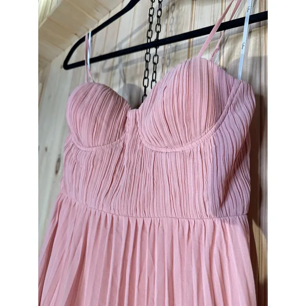NWT Lulus Admirable Elegance Light Pink Pleated Bustier Maxi Dress Bridesmaid S - Image 6