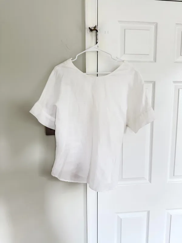 Vetta Women’s The Textured Girlfriend Shirt in New Ivory S Linen Minimalist - Image 9