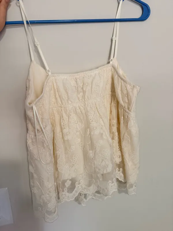 Cream Strappy Tank Top White Size L - Image 2