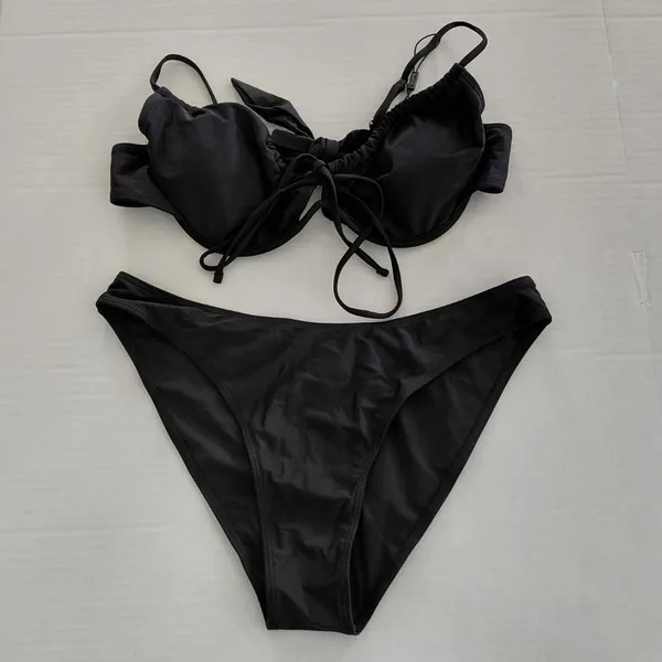 Zaful Bikini Swimsuit Set Womens Sz Large Black 2 Pc Top Bottom Summer Swimwear - Image 4