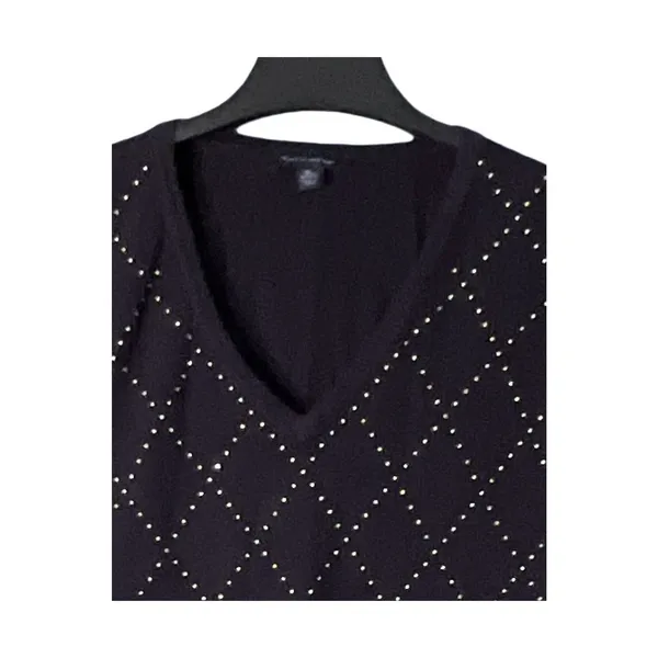 Tommy Hilfiger Sweater Womens Size XL Blue Pullover Stone Embellished V-Neck - Image 4