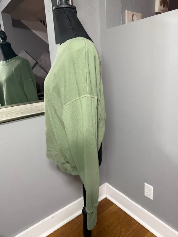 Aerie Offline twist-back oversized pullover sweatshirt sage green size medium.  - Image 3