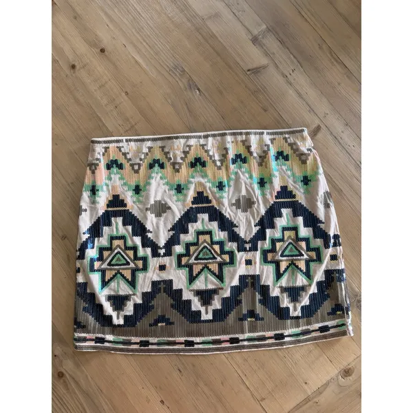 Express Women S Festive Party Boho Sequin‎ Aztec Print Mini Skirt - Image 3