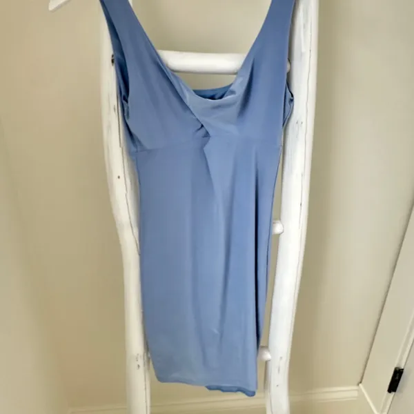 21 Saints Light Blue Sleeveless Twist-Front Mini Dress Size Small - Image 10
