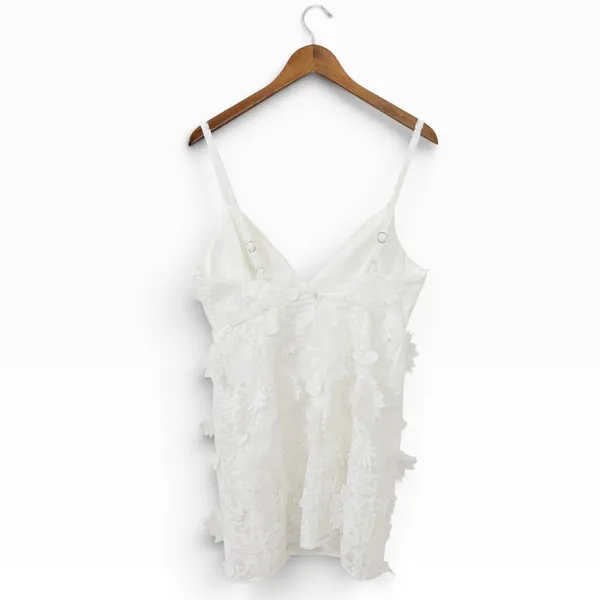 Lulus Exceedingly Lovely White Applique Floral Backless Mini Dress size L - Image 3