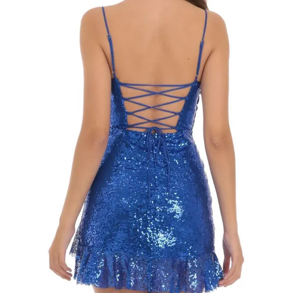 Lucy in the Sky Blue Sequin Mini Dress - Image 4