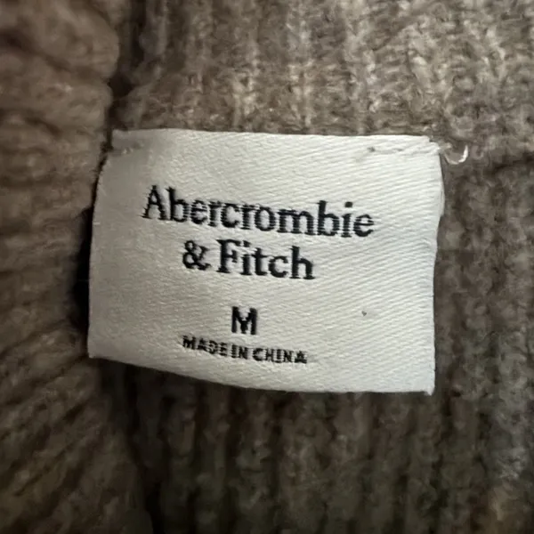 Abercrombie & Fitch Sweater Womens Medium Beige Wool Mock Neck Pullover Boxy Cut - Image 5