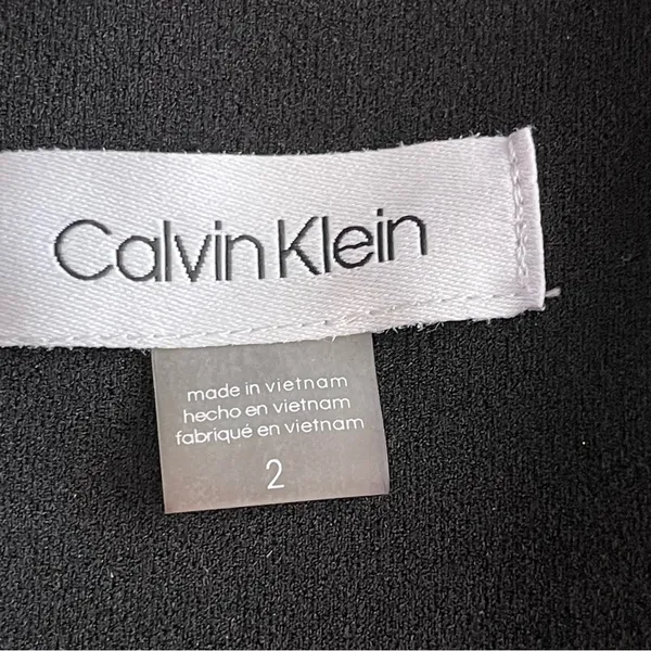 Calvin Klein Split Neck Black Sheath Dress Women’s Size 2 LBD Classic Stretch - Image 9