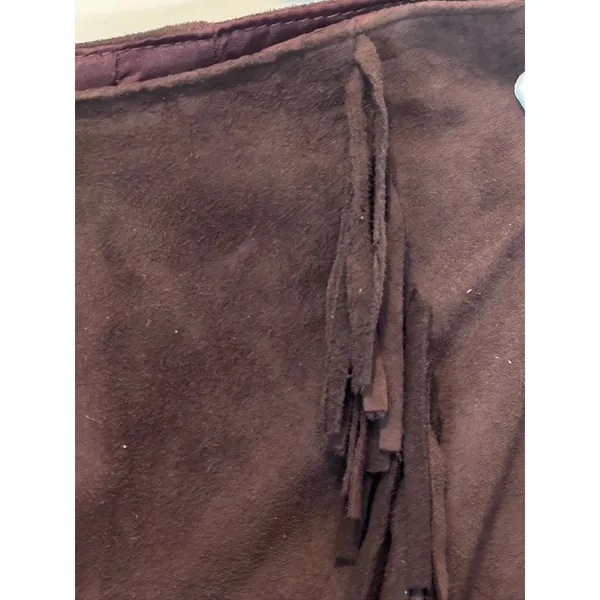 Vintage Laundry Real Suede Fringe Skirt 10 ✨ Brown Leather Western Boho - Image 7