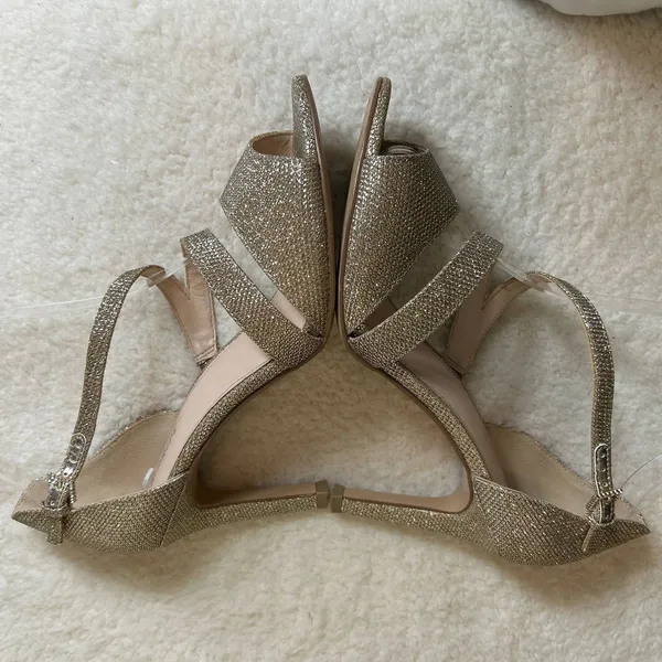 Maripé Heels Womens‎ 9 Gold Sloane Glitter Stiletto Wedding Formal Holiday Party - Image 8
