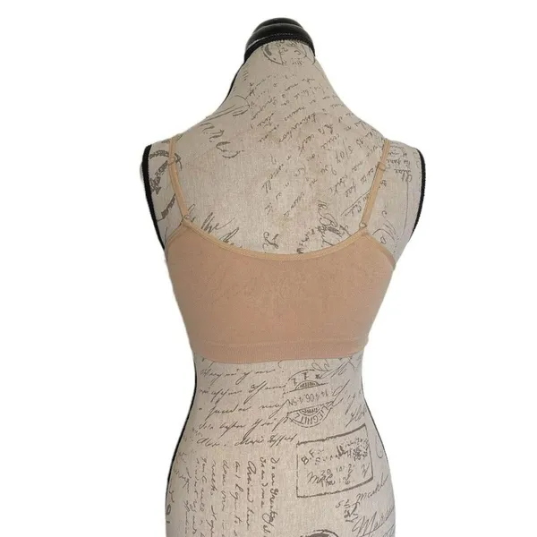 Rene Rofe Nude Padded Bra Size Small Sports Pleated Stretch Activewear Gym - Image 4
