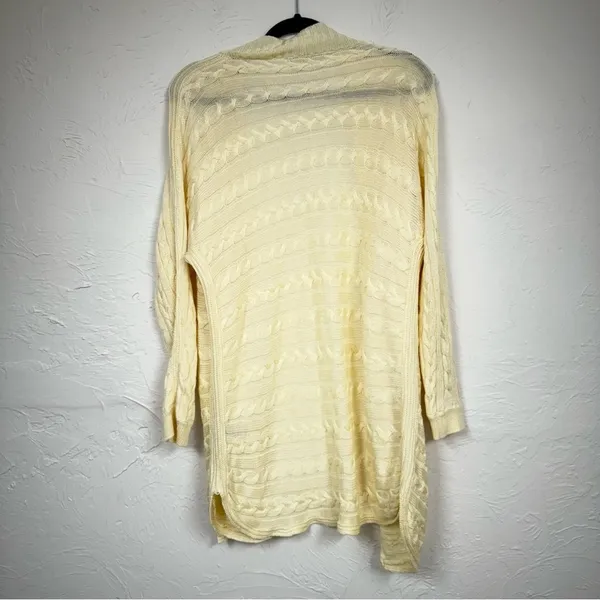 Lauren Ralph Lauren Cream Cable Knit Cardigan Sweater Womens M Duster Preppy - Image 9
