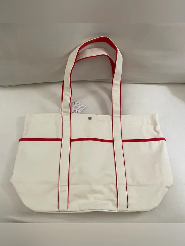 Lululemon NWT Daily Multi Pocket Canvas Tote Bag 20L Cream Red Trim - Image 10