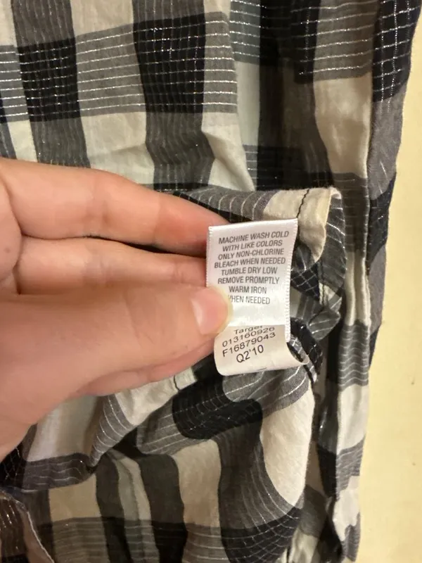 Converse One Star Black & White Plaid Button-Up Shirt M - Image 6